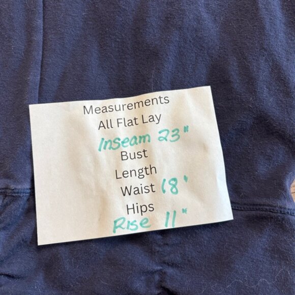 Soft Surroundings Navy Capri Leggings XL Stretch Ruched Hem Cotton Blend - Picture 6 of 6